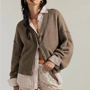 Free People Free People Cool Of The Night Cardigan in Mocha Melange sz L nwt